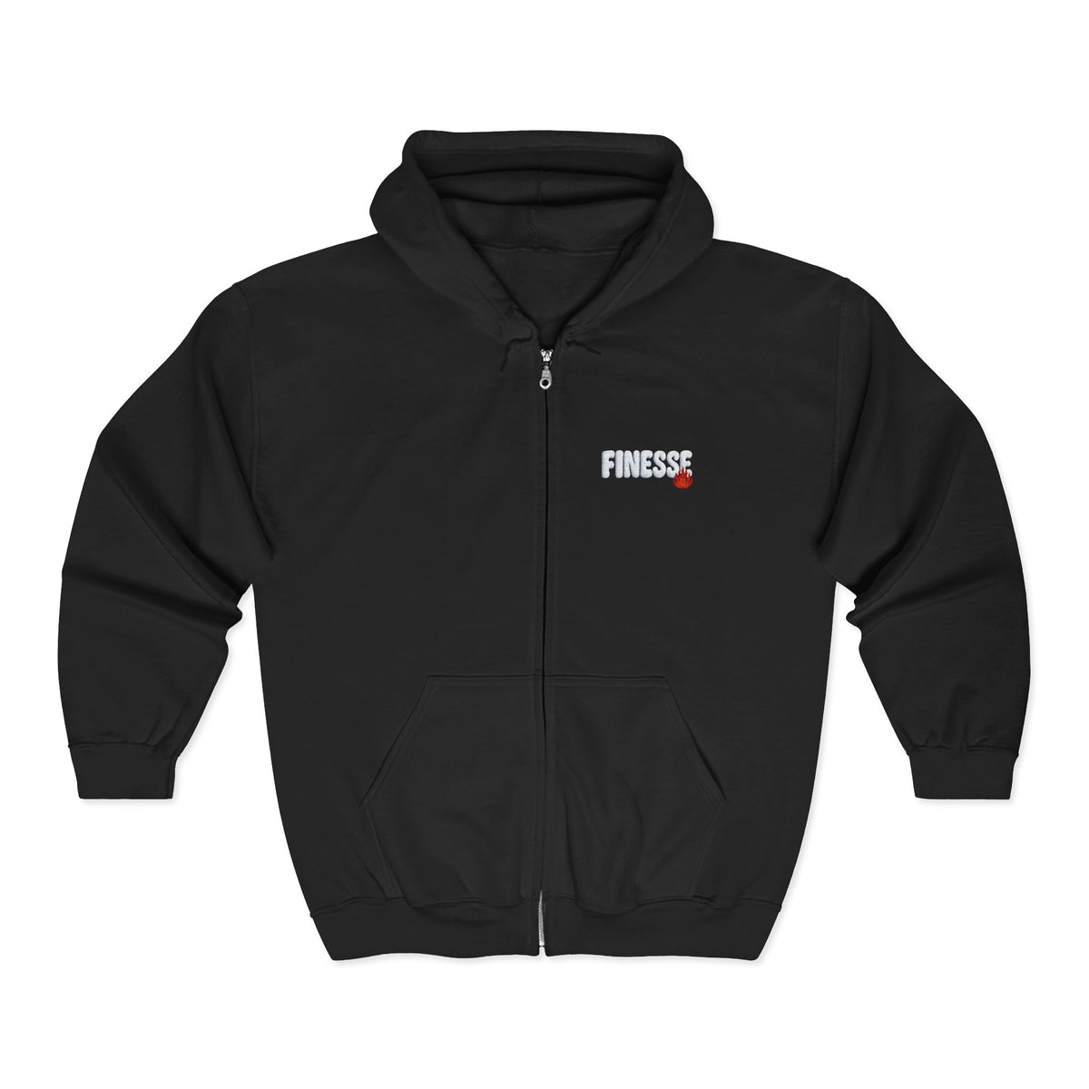 Finesse (flame) Embroidery Zip-Up Hoodie